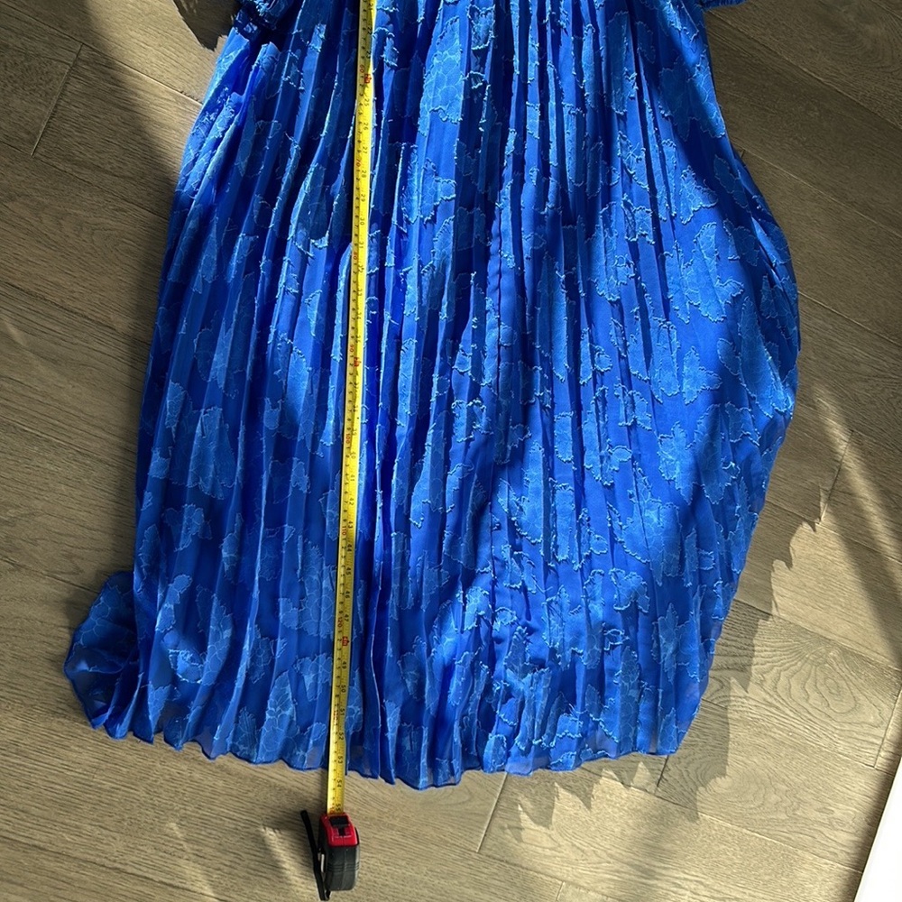 ASOS Maxi Blue 3/5 sleeve Pleated Dress size US 12 - Picture 8 of 9